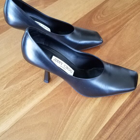 Jimmy Choo Marcela 85 Square-Toe Pumps in Black Calfskin Leather Size 6 - Picture 6 of 11